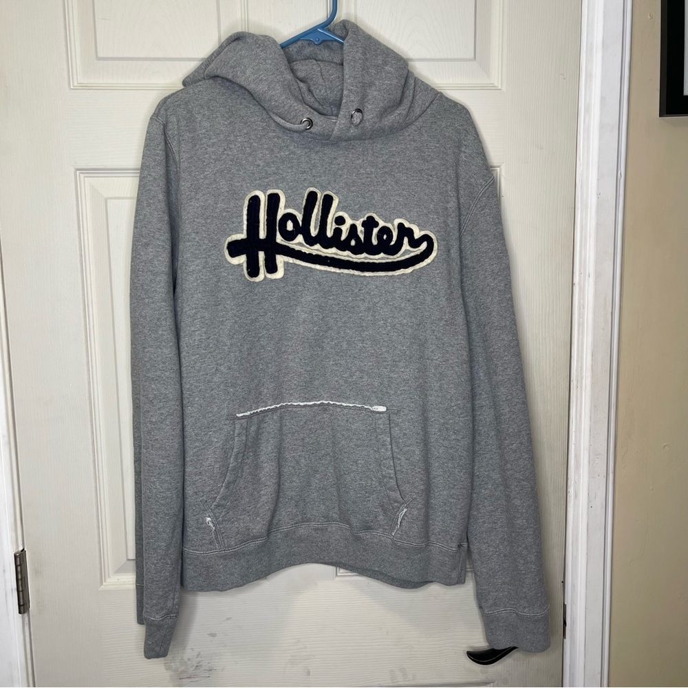 Hollister Y2K Mens Light Gray Surfwear Hoodie Sz S